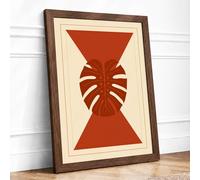 Geometric Symmetry Mid-Century Framed Wall Art Print A1 (84.1×59.4cm) Walnut, Wall Decor for Living Room, Bedroom, Office & Home, Ready to Hang, Art Gift