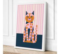 Geometric Tabby Cat Modern Canvas Wall Art Print 30x20 Inch (76 x 51 cm)