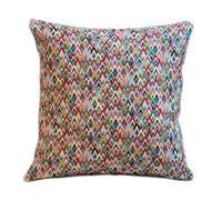 Geometric Tapestry Double Sided Cushion Cover. 17"x17" Square Pillow Case. Multicoloured woven design. Geometric modern traditional Turkish Kilim Style Weave.