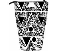 Geometric Telescopic Pencil Stationery Case Pens Storage Box with Zipper Closure for Women Men Boys Girls Triangle Circle Monochrome Floral Line Round Dot Feather Tribal Doodle
