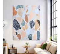 Geometric Terrazzo Posters Decorative Painting Canvas Wall Art Abstract Marble Decorative Posters, Beige Living Room Decor Wall Pictures 12X16In (30X40Cm)