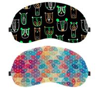 Geometric Tesselation Triangle Mosaic Pattern Colorful 2-Pack Light-Blocking Soft Breathable Eye Patch Sleeping Masks