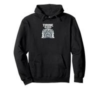 Geometric Throne Line Art With Gothic Typography Pullover Hoodie