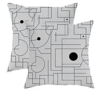 Geometric Throw Pillow Covers Set of 2, Black White Abstract Design Cushion Covers, Modern Decorative Square for Living Room Sofa Bed 14x14 Inch