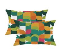 Geometric Throw Pillow Covers Set of 2, Multicolor Abstract Design Cushion Cases, Modern Decorative Square Covers for Living Room Sofa Bed Couch 20x12 Inch