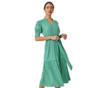 Geometric Tiered Belted Midi Dress Roman Green 18