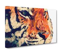 Geometric Tiger Canvas Print | Gallery Wrapped 30mm Frame Wall Art | 24x16 inches | Ready to Hang | Abstract Animals Picture | Living Room Bedroom Lounge Office