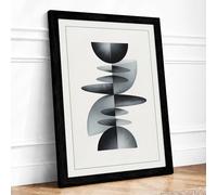 Geometric Totem Minimalist Framed Wall Art Print A2 (59.4×42cm) Black, Wall Decor for Living Room, Bedroom, Office & Home, Ready to Hang, Art Gift