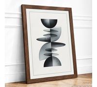 Geometric Totem Minimalist Framed Wall Art Print A2 (59.4×42cm) Walnut, Wall Decor for Living Room, Bedroom, Office & Home, Ready to Hang, Art Gift