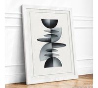 Geometric Totem Minimalist Framed Wall Art Print A4 (29.7×21cm) White, Wall Decor for Living Room, Bedroom, Office & Home, Ready to Hang, Art Gift