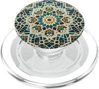 Geometric Traditional Andalusian Moroccan Cellular Tile PopSockets PopGrip for MagSafe