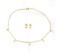 Geometric Triangle Charm Necklace, 5 Smooth Pendants, 18K Gold PVD Stainless Steel