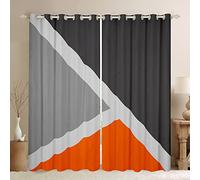 Geometric Triangle Curtains & Drapes Orange Dark Grey Light Grey Blackout Curtains 66"X90" For Boys Bedroom Aesthetic Geometry Window Curtains Luxury Modern Simple Art Window Treatments 2 Panels