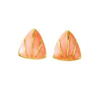 Geometric Triangle Enamel Earrings for Women, Light Orange Colorful Stainless Steel Stud Earrings, Cute Sweet Western Minimalist Daily Jewelry 2.2 * 2cm 8g