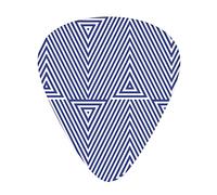 Geometric Triangle Guitar Picks 12 Pack Universal ABS Guitar Picks,Cool Pattern with Geometric Triangle Like Striped Designed Image,for Acoustic and Electric Guitar,Dark Blue and White