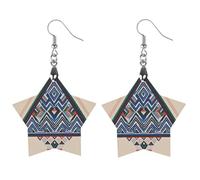 Geometric Triangle Pattern Wooden Earrings for Women, Vintage Elegant Wood Jewelry, Lightweight Earrings for Wedding, Party, Everyday Jewelry Gift, Star, Wood, wood