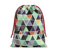 Geometric Triangle Super Soft Velvet Gift Bag with Drawstring Pouch, Full Printed Holiday Storage Bag for Christmas & Daily Storage