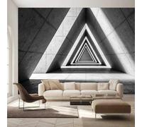 Geometric Triangle Wall Mural Wallpaper Non-Woven 3D Gray Modern Industrial Photo Wallpaper Mural for Bedroom Living Room - Art Print Wall Decoration Poster Picture Design 300x210 cm(WxH) 1760o