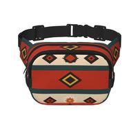 Geometric Trib print Cross Body Waist Bag Womens Fanny Pack with Adjustable Strap for Workout Running Hiking, Black, One Size