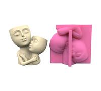 Geometric Two Man Hug Gypsum Silicone Molds Storage Box Mold for Making Pot Flower Pot Holder Holder for Concrete Cement Resin Casting