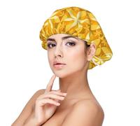 Geometric Vanilla Flower Yellow,Adult's Satin Sleeping Cap - Women's Elastic Sleep Bonnet, Adjustable Overnight Hair Cover