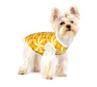 Geometric Vanilla Flower Yellow,Cotton Sleeveless Pet T-Shirt Soft Stretchy Puppy Breathable Vest,L