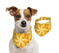 Geometric Vanilla Flower Yellow,Dog Bandanas Cotton Pet Scarf Adjustable Bibs for Pet,M