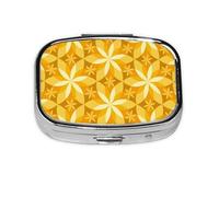 Geometric Vanilla Flower Yellow,Meta Pill Box 2 Compartment Medicine Case,Portable Organizer