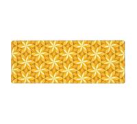 Geometric Vanilla Flower Yellow,Mouse Pad Large Desk Pad Computer Keyboard Mouse Mat With Non Slip Rubber Base 30 x 80 cm