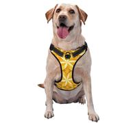 Geometric Vanilla Flower Yellow,Pet Harness,Adjustable Reflective Dog Harness,Pet Leash Vest,L