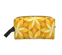 Geometric Vanilla Flower YellowMakeup Trave Bag for Women,Cosmetic Large Capacity Organizer