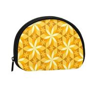 Geometric Vanilla Flower YellowSmall Makeup Sanitary Napkin Storage Bag,Women's Cosmetic Coin Purse