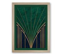 Geometric Vanishing Point Art Deco Framed Wall Art Print A3 (42×29.7cm) Oak, Wall Decor for Living Room, Bedroom, Office & Home, Ready to Hang, Art Gift