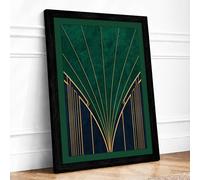 Geometric Vanishing Point Art Deco Framed Wall Art Print A4 (29.7×21cm) Black, Wall Decor for Living Room, Bedroom, Office & Home, Ready to Hang, Art Gift