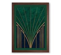 Geometric Vanishing Point Art Deco Framed Wall Art Print A4 (29.7×21cm) Walnut, Wall Decor for Living Room, Bedroom, Office & Home, Ready to Hang, Art Gift
