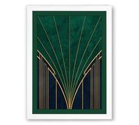 Geometric Vanishing Point Art Deco Framed Wall Art Print A4 (29.7×21cm) White, Wall Decor for Living Room, Bedroom, Office & Home, Ready to Hang, Art Gift