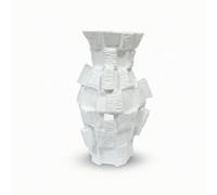 ＡＷＨＡＯ Geometric Vase Textured Resin Vase Contemporary Vessel for Living Room, Tabletop, Entryway, White, 25 25 36