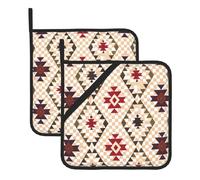 Geometric Vector Set Of 2 Pot Holders, Kitchen Potholder Set, 8 X 8 Inches, &Perfect For Everyday Baking And Cooking.
