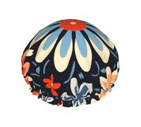 Geometric vector Waterproof Shower Cap for Women - Elastic and Reusable Hair Cap, Perfect for Bathing, Facial Care, Black