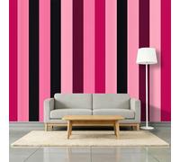 Geometric Vertical Stripe Pattern Mural Wallpaper for Boys and Girls, Rose Red Wall Mural Non-Woven Poster Photo Wallpaper Kids Fashion Home Decoration, 3D Wall Art 450 x 280 cm
