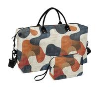 Geometric Vintage Waves Decorative Carry On Tote Bag Gym Carry on Duffel Bags with Toiletry Bag for Workout Foldable maletín de para Mujer