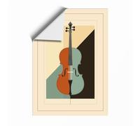 Geometric Violin Art Deco Unframed Wall Art Print A3 (42×29.7cm), Wall Decor for Living Room, Bedroom, Office & Home, Art Gift