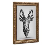 Geometric Wall Art for The Living Room Scandinavian Poster with Capricorn Design Black And White Art Print, Retro Animal Motif, Minimalist Modern Office Canvas Poster Bedroom Decor Landscape Off