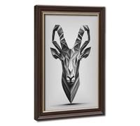 Geometric Wall Art for The Living Room Scandinavian Poster with Capricorn Design Black And White Art Print, Retro Animal Motif, Minimalist Modern Office Canvas Poster Bedroom Decor Landscape Off