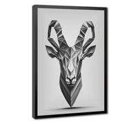 Geometric Wall Art for The Living Room Scandinavian Poster with Capricorn Design Black And White Art Print, Retro Animal Motif, Minimalist Modern Office Canvas Poster Wall Art Decor Print Pictur