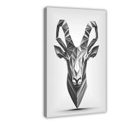 Geometric Wall Art for The Living Room Scandinavian Poster with Capricorn Design Black And White Art Print, Retro Animal Motif, Minimalist Modern Office Canvas Poster Bedroom Decor Landscape Off