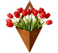 Geometric Wall Planter - 25 x 14 cm, Embroidered Coloured Iron Pot, Lightweight Structure 262 G | Decorative Sculpture Mounted On Plasterboard For Indoor and Outdoor Use, Living Space, Balcony, Co