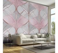 Geometric Wallpaper for Living Room - Pink Silver Textured Art Deco Wall Paper, Geometric Home Decor, Non-Woven Waterproof Wallpapers for Bedroom Living Room, Feature Walls Mural 100x70 cm SZA228