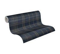 Geometric Wallpaper Metropolitan Stories 2 A.S. Création Non-Woven 10.05 m x 0.53 m Blue Metallic Made in Germany 379194 37919-4
