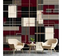 Geometric Wallpaper, Plaid Wall Mural, Abstract Modern Grid Pattern Wallpapers, Luxury Geometric Wall Mural Photo Wallpaper for Office Living Room TV Background（not Self Adhesive） 150 x 100 cm &Q5625